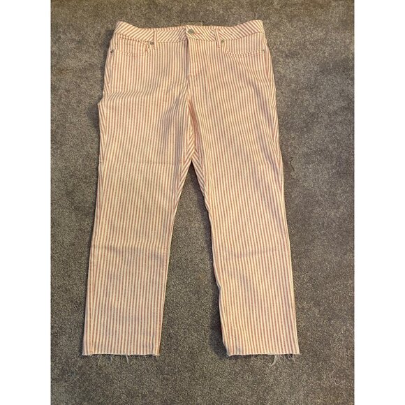 Lauren Conrad Skinny Pants Crop Red & White Stripe Size 18 - Picture 1 of 11